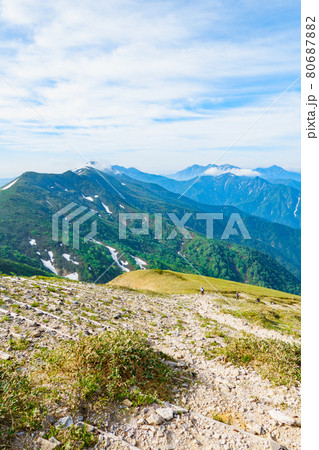 初夏の巻機山登山（井戸尾根コース）：登山道からの眺め 80687882