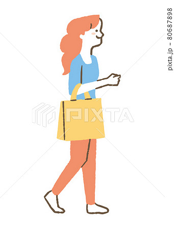買い物袋を持つ女性_色 80687898