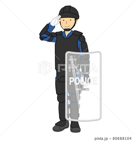 警察官の男性 機動隊装備等のイラスト素材