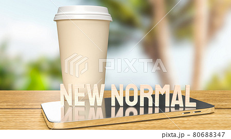 wood text new normal for life style in covid 19 concept 3d rendering 80688347