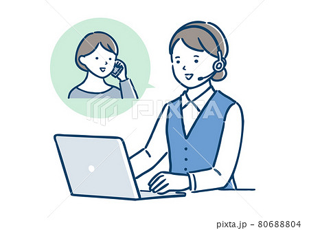 笑顔で顧客と会話をする女性オペレーター 笑顔で顧客と会話をする女性オペレーター 80688804