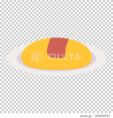 シンプルでかわいいオムライスのイラストのイラスト素材