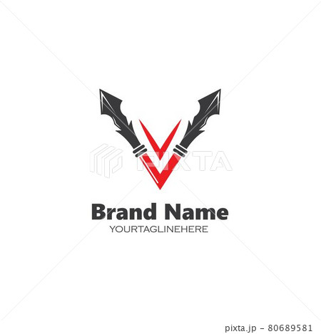 v letter spear icon vector illustration design v letter spear icon vector illustration design 80689581