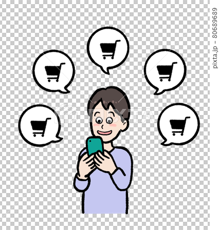 ショッパーホリック　買い物依存性の男性のイラスト 80689689