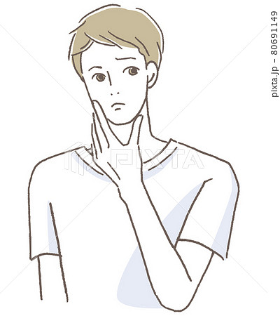 肌トラブルに悩む男性のイラスト素材