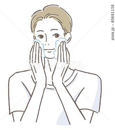 洗顔をする男性 80691156