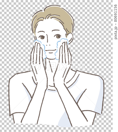 洗顔をする男性 80691156
