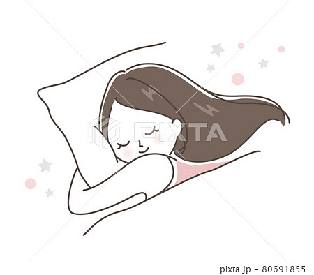 気持ち良さそうに眠る女性 気持ち良さそうに眠る女性 80691855