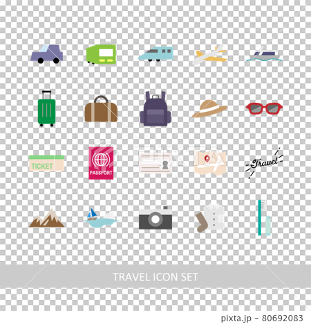 旅行插圖圖標集（白色背景、矢量、裁剪） 80692083