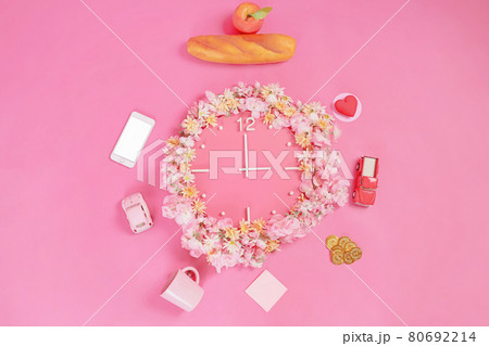 clock decorated with flowers clock decorated with flowers 80692214