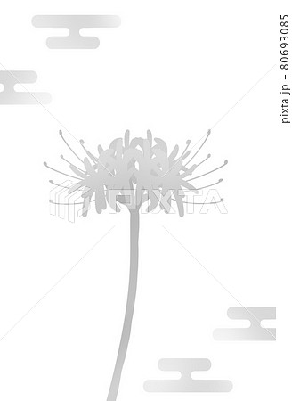 ヒガンバナの喪中葉書 白黒のイラスト素材