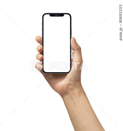 スマートフォンを持つ男性の手 スマートフォンを持つ男性の手 80693203