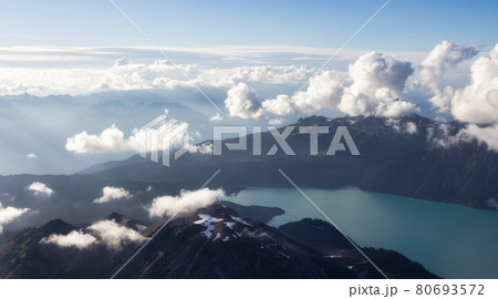 Aerial View from Airplane of Canadian Mountain Landscape 80693572