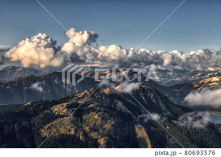 Aerial View from Airplane of Canadian Mountain Landscape Aerial View from Airplane of Canadian Mountain Landscape 80693576
