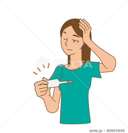 体温を測る若い女性のイラスト 80693606