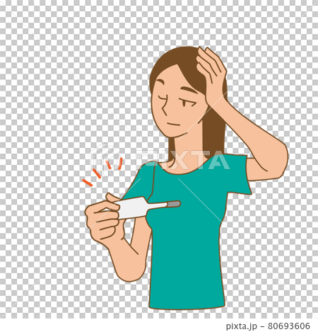 体温を測る若い女性のイラスト 80693606