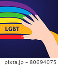 hand draws lgbt community flag on blue background 80694075