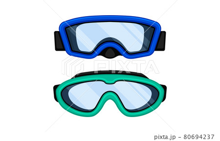 Watertight Diving Goggles for Swimming Underwater Vector Set Watertight Diving Goggles for Swimming Underwater Vector Set 80694237