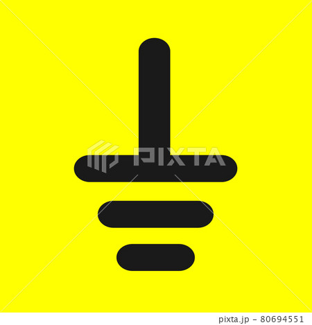 Ground icon, sign. Electrical symbol isolated on yellow background. ESD, EPA. Common ground point. Electrostatic protected area. Vector Illustration. EPS10. 80694551
