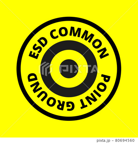 Ground icon, sign. Electrical symbol isolated on yellow background. ESD, EPA. Common ground point. Electrostatic protected area. Vector Illustration. EPS10. Ground icon, sign. Electrical symbol isolated on yellow background. ESD, EPA. Common ground point. Electrostatic protected area. Vector Illustration. EPS10. 80694560