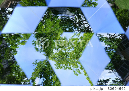 夏の公園の風景（テレイドスコープ） 80694642