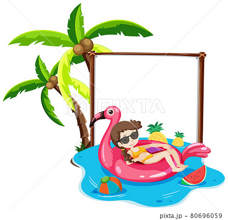 Summer beach theme with blank banner isolated on white background Summer beach theme with blank banner isolated on white background 80696059