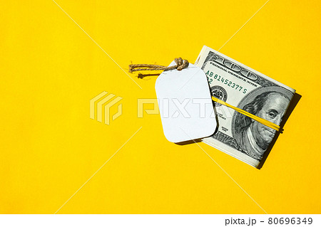 Dollar banknote with paper note for copy space. Savings investment, Salary. Finance concept. Business budget of wealth 80696349