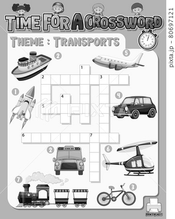 Crossword puzzle game template about transportation 80697121