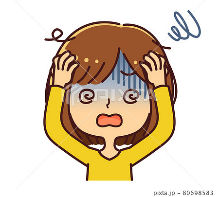 頭を抱えて困惑する女性 イラスト素材のイラスト素材