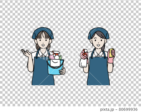 クリーニングスタッフ　家政婦　女性　掃除　案内　イラスト素材 80699936