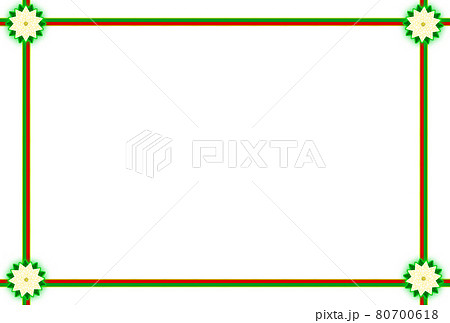 クリスマスフレーム枠-リボン黄ふち-5枚葉白花緑ふちぼかし(ポストカード比率)グリーティング クリスマスフレーム枠-リボン黄ふち-5枚葉白花緑ふちぼかし(ポストカード比率)グリーティング 80700618