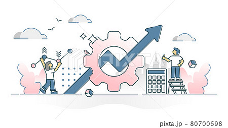 Productivity, efficiency and work progress improvement scene outline concept Productivity, efficiency and work progress improvement scene outline concept 80700698