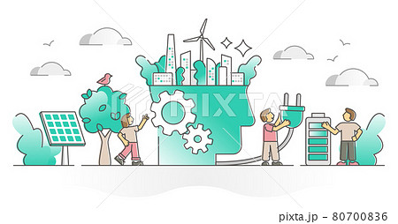 Green thinking as alternative electricity power usage support outline concept Green thinking as alternative electricity power usage support outline concept 80700836