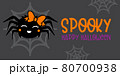 Cute Girl Spider With Orange bow - Halloween hand drawn on t-shirt design, greeting card or poster design Background Vector Illustration.. 80700938