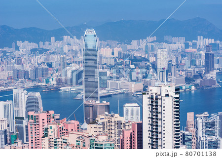 View of the downtown of Hong Kong from Victoria Peak. 80701138