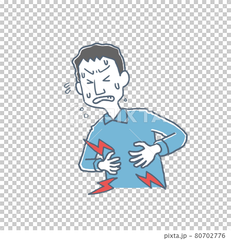 腹痛で苦しむ男性のイラスト 80702776