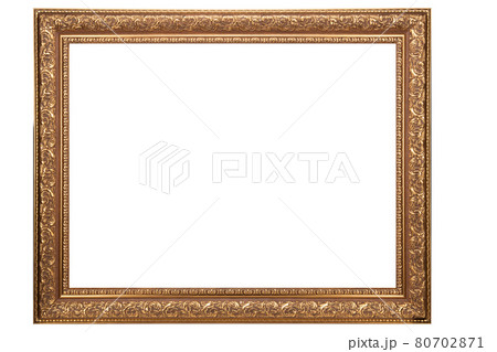 Golden mockup canvas frame isolated on white background 80702871