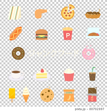 Simple and cute junk food illustration set - Stock Illustration [80702897]  - PIXTA