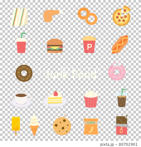 Simple and cute junk food illustration set 80702901