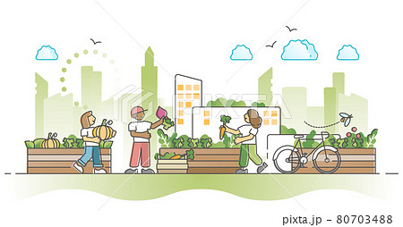 City gardening and agriculture farming in urban environment outline concept 80703488