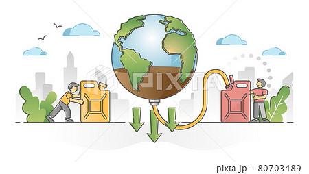 Natural resources depletion and planet reserves exhaustion outline concept 80703489