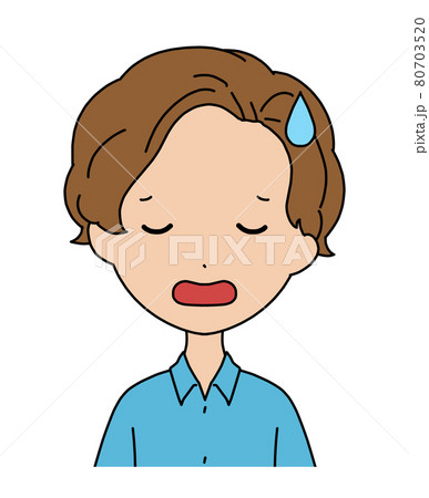 困ったような表情の男の子の顔のイラストのイラスト素材 困ったような表情の男の子の顔のイラストのイラスト素材