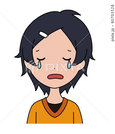 泣いている女の子の顔のイラストのイラスト素材