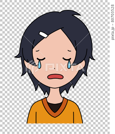 泣いている女の子の顔のイラストのイラスト素材