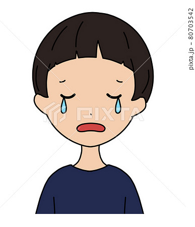 泣いている男の子の顔のイラストのイラスト素材