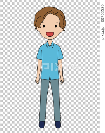 Full Body Illustration Of A Smiling Boy - Stock Illustration [80703589 