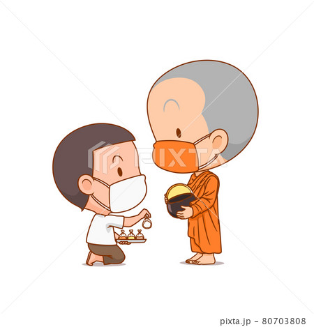 Cartoon character of Buddhist monks receive... - Stock Illustration  [80703808] - PIXTA