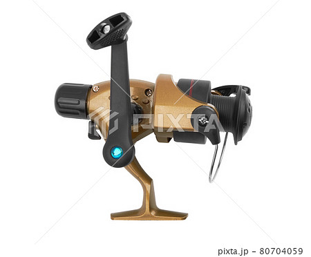 Fishing reel isolated 80704059