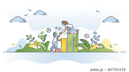 Support and financial help as assistance for profit growth outline concept 80704356