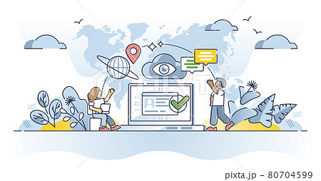 Digital citizenship and virtual ID identification document outline concept 80704599